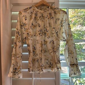 J Crew flouncy blouse with tie waist, size m.